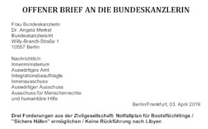 Offener Brief an die Bundeskanzlerin